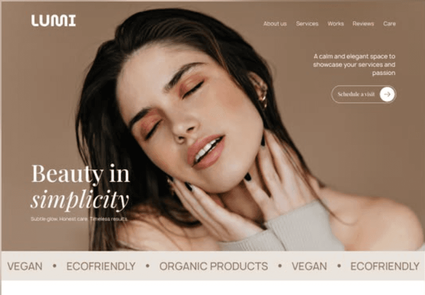 Example aesthetics clinic website design