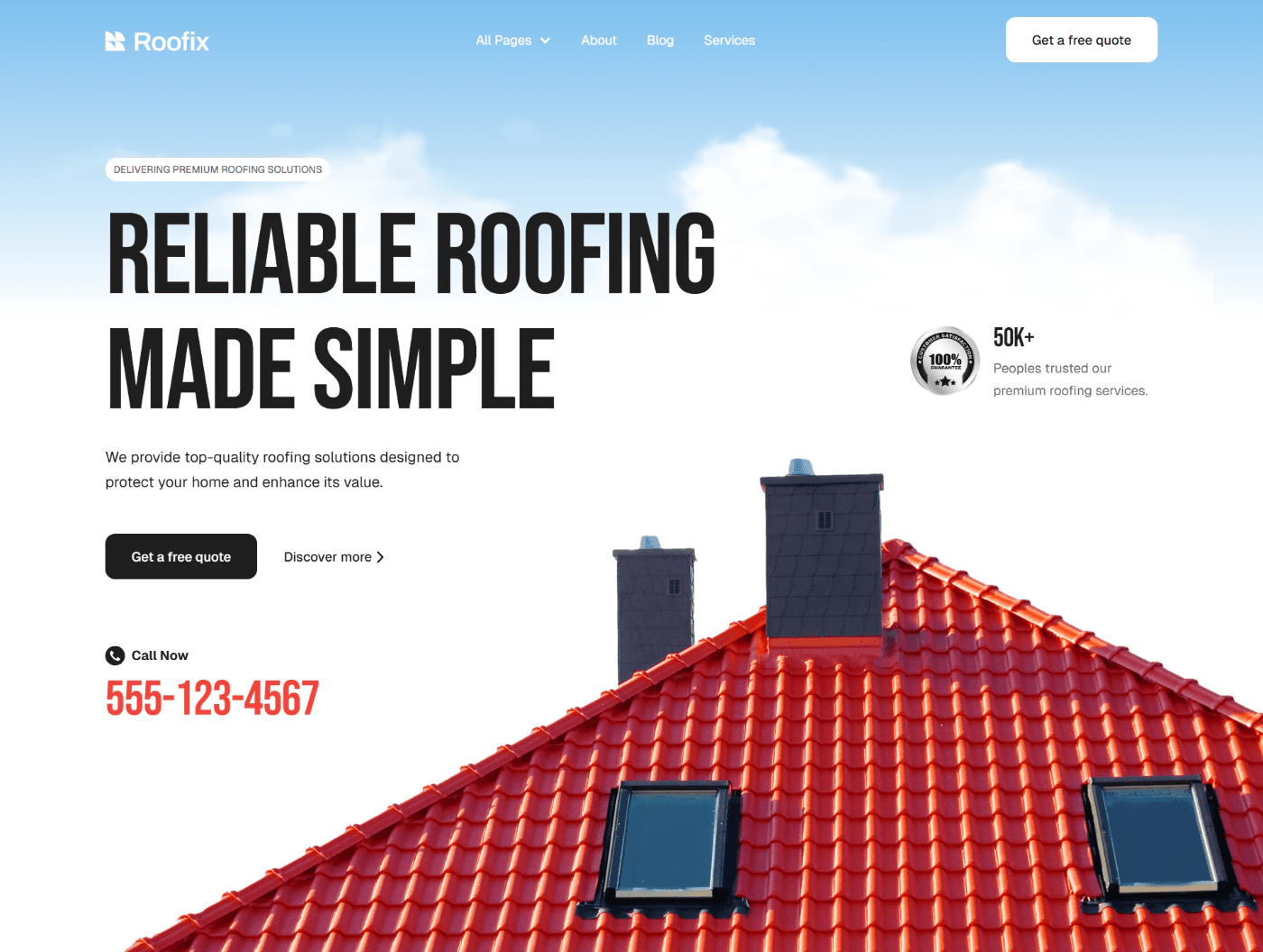 Example building and roofing company website design