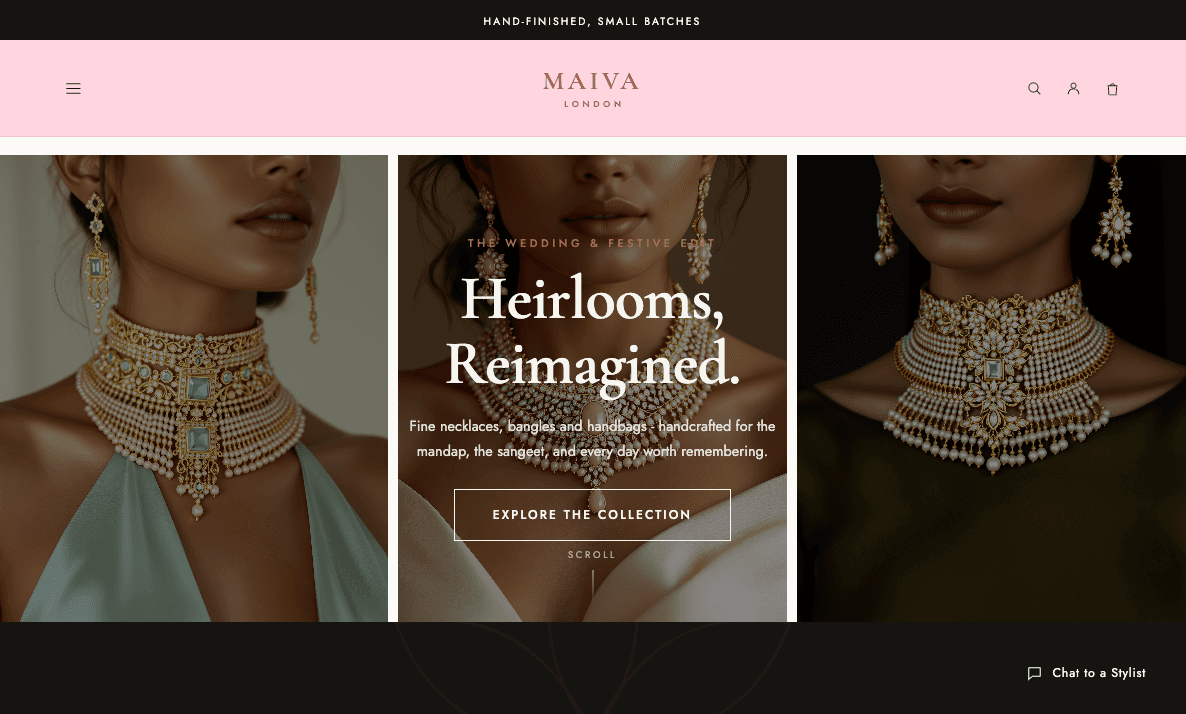 Maiva London website built by LuminaX Marketing