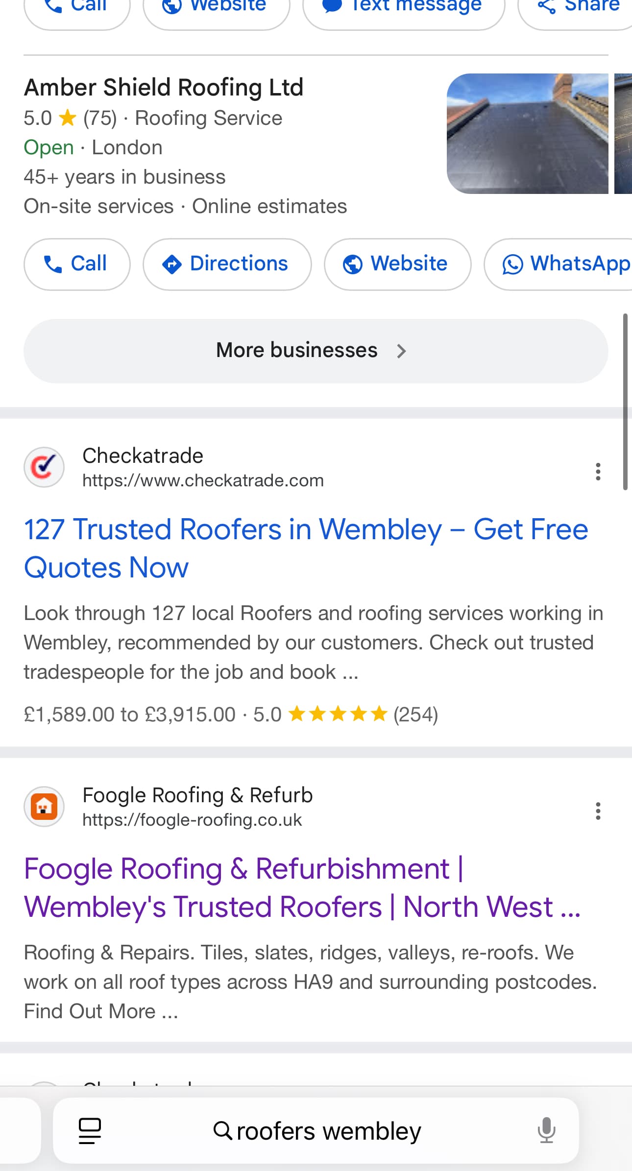 Ranked 2nd on Google for Wembley Roofers