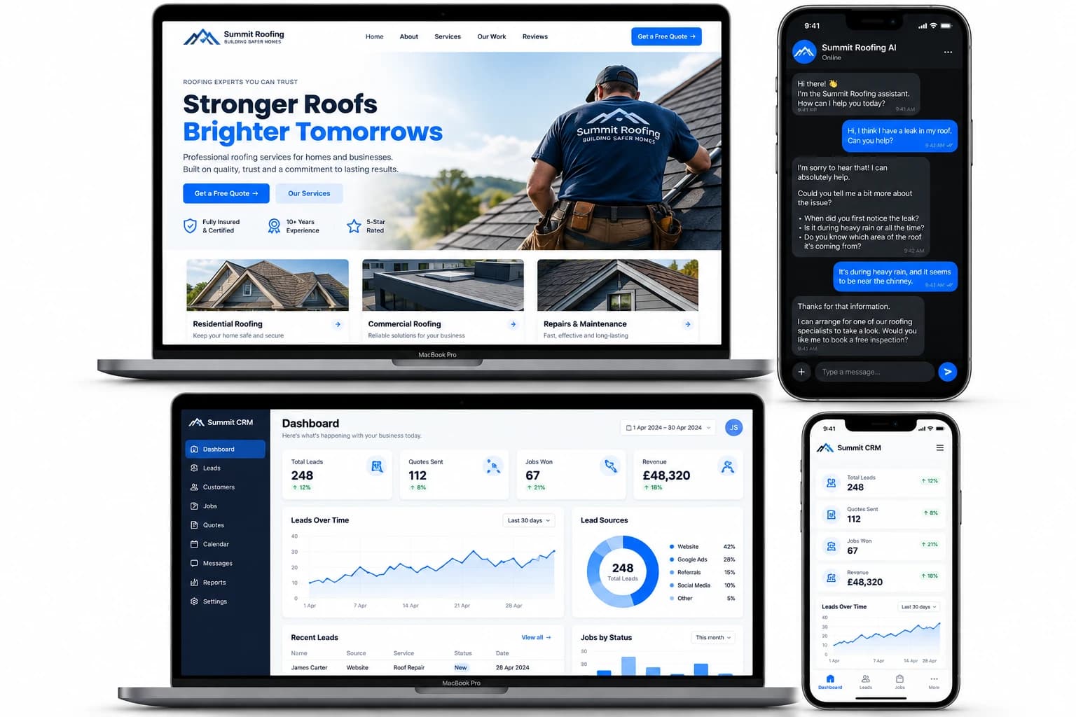 Website, AI assistant and CRM built by LuminaX Marketing