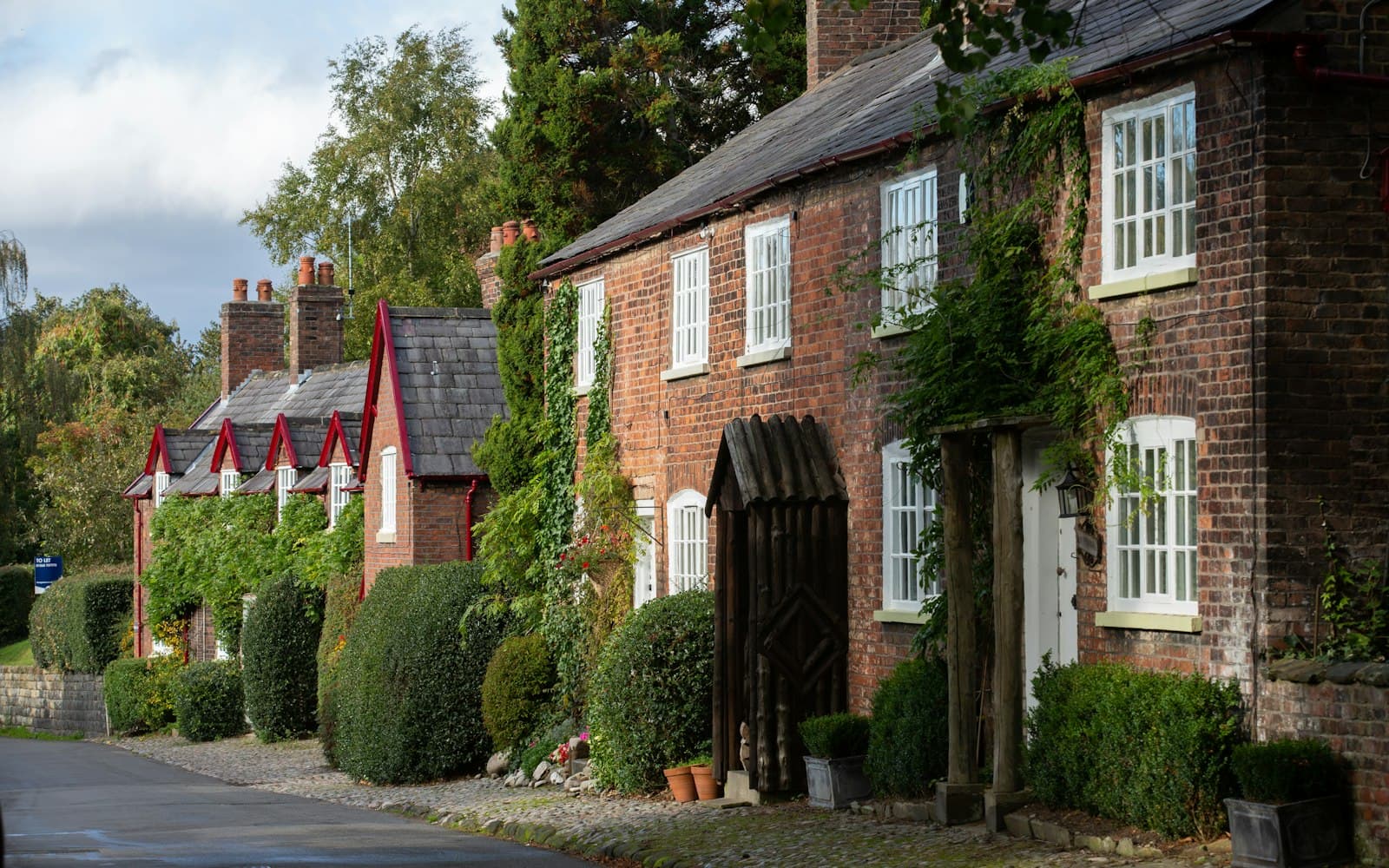 Residential street of brick houses in Solihull