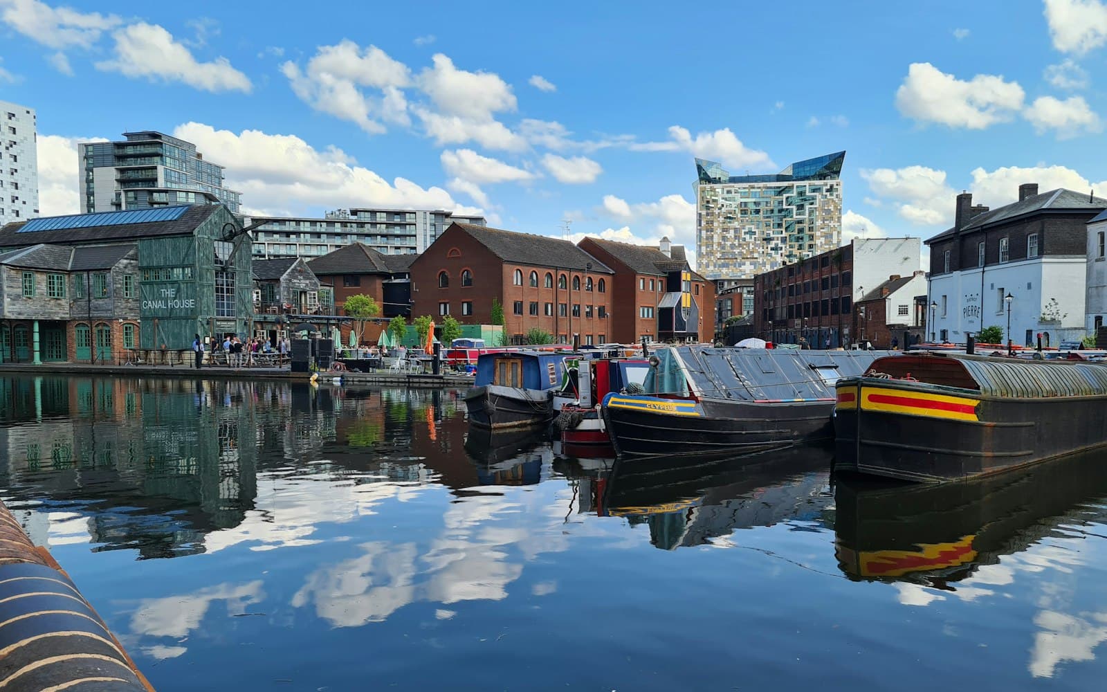 Canal boats moored on a West Midlands canal